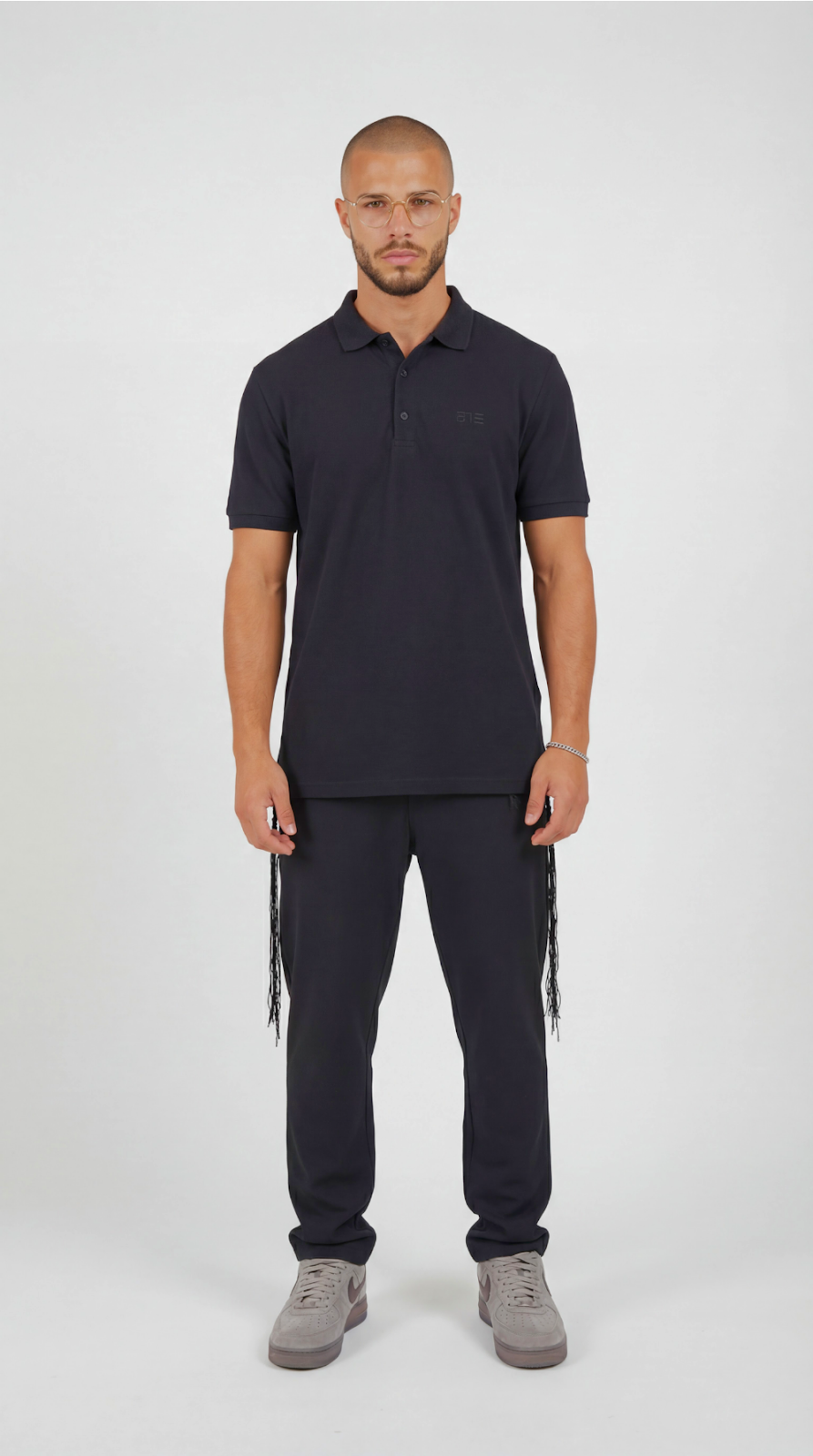 Noble Insight tzitzit polo shirt in black - front | 613 by MitzvahArt