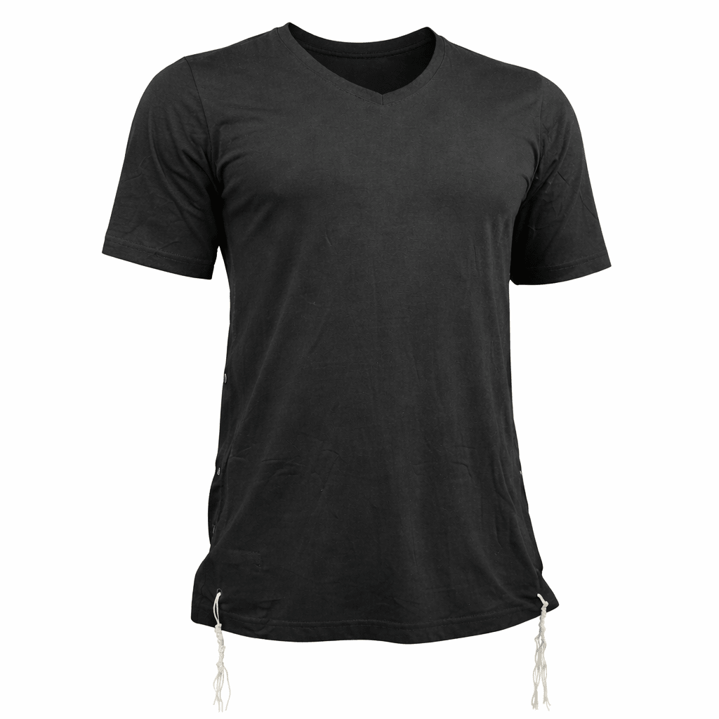 Men Tzitzit Cotton T-Shirt with Sleeves - Black