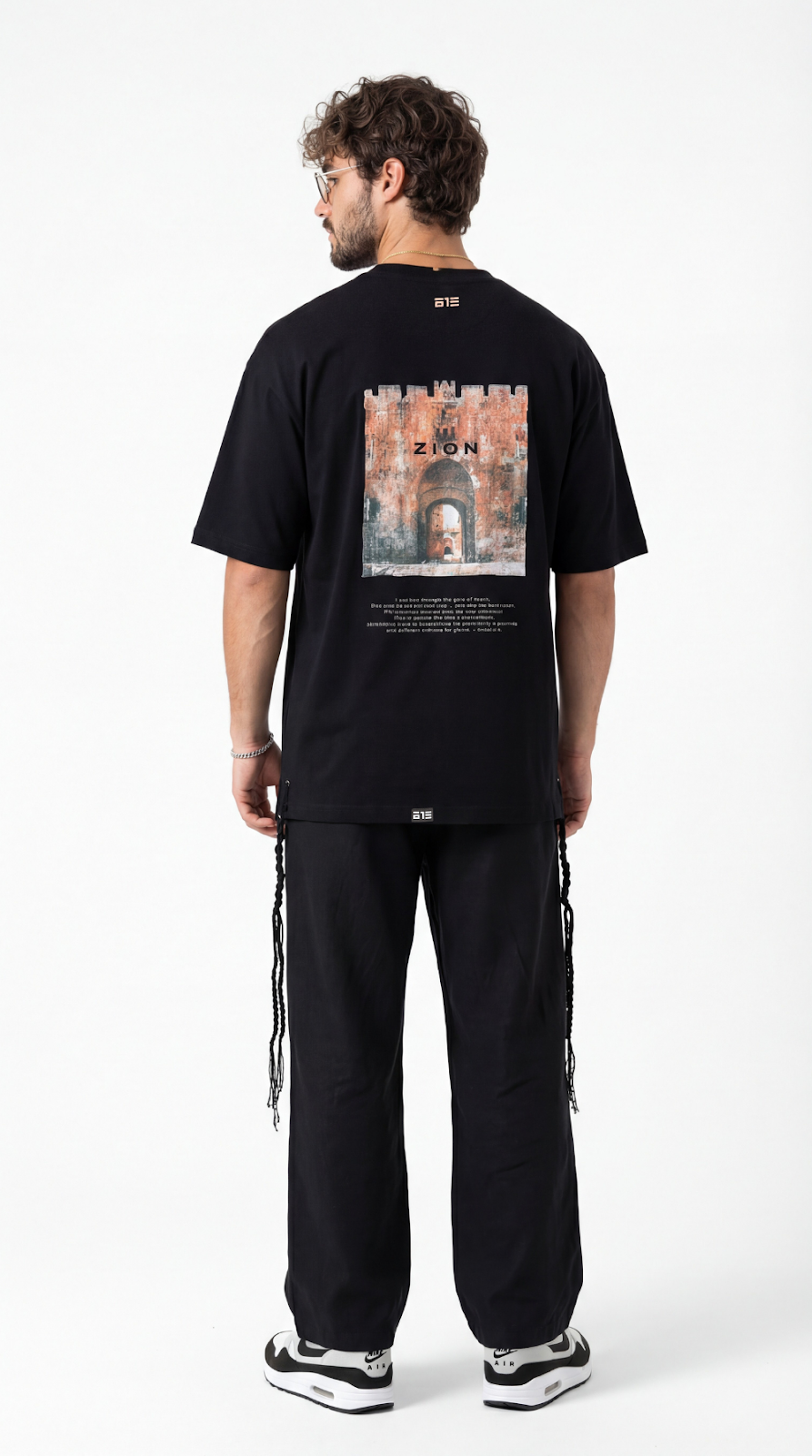 Temple of Hope oversize tzitzit shirt - back view | 613 by MitzvahArt
