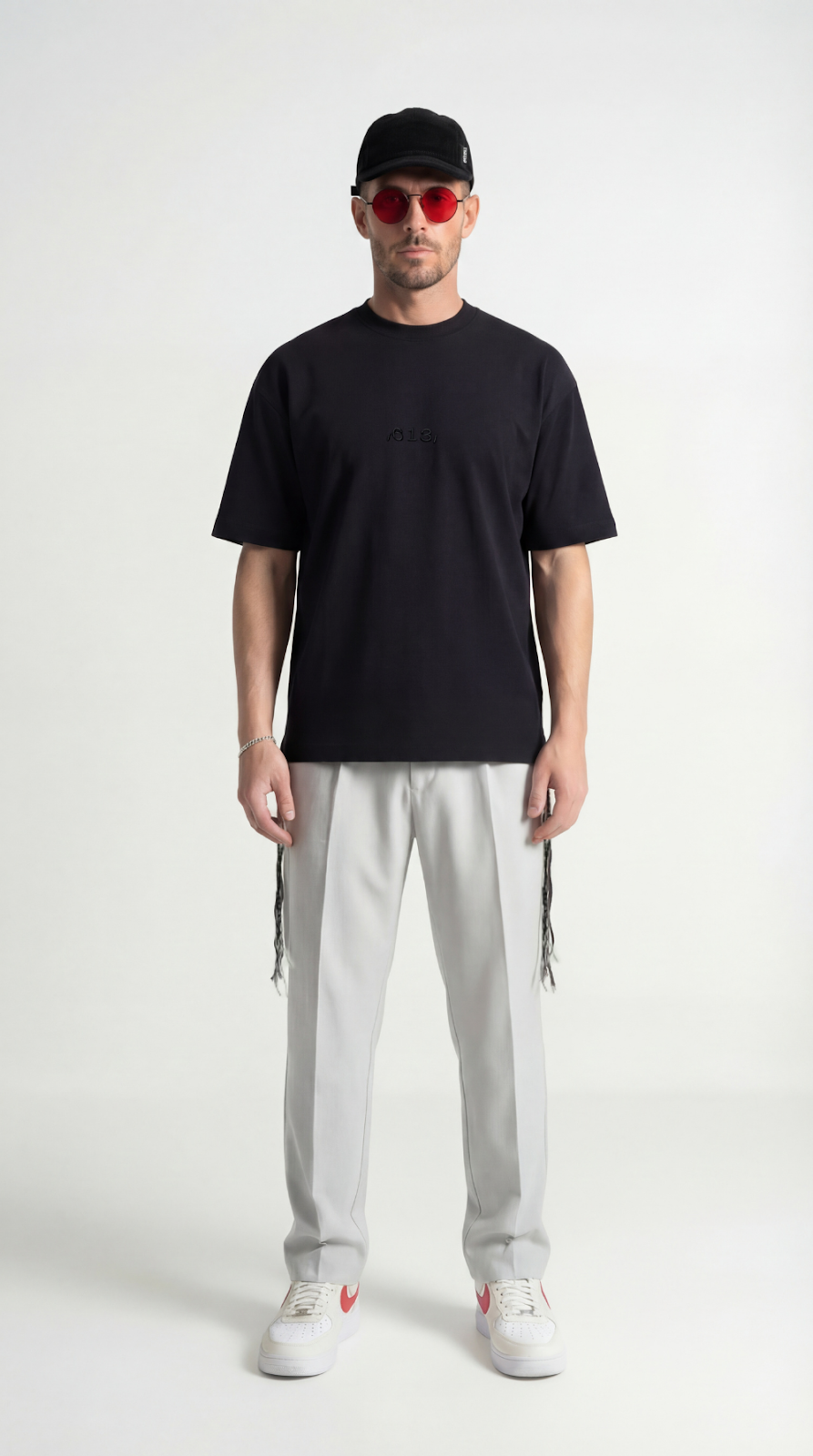 Source Connection oversize tzitzit shirt - full look | 613 by MitzvahArt
