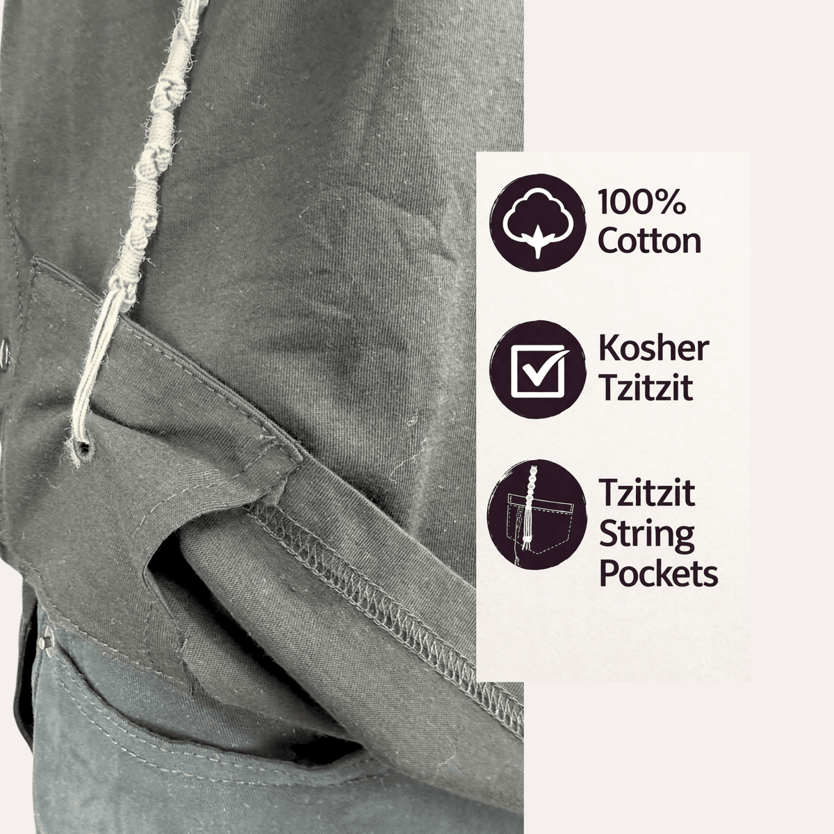 Men Tzitzit Cotton T-Shirt with Sleeves