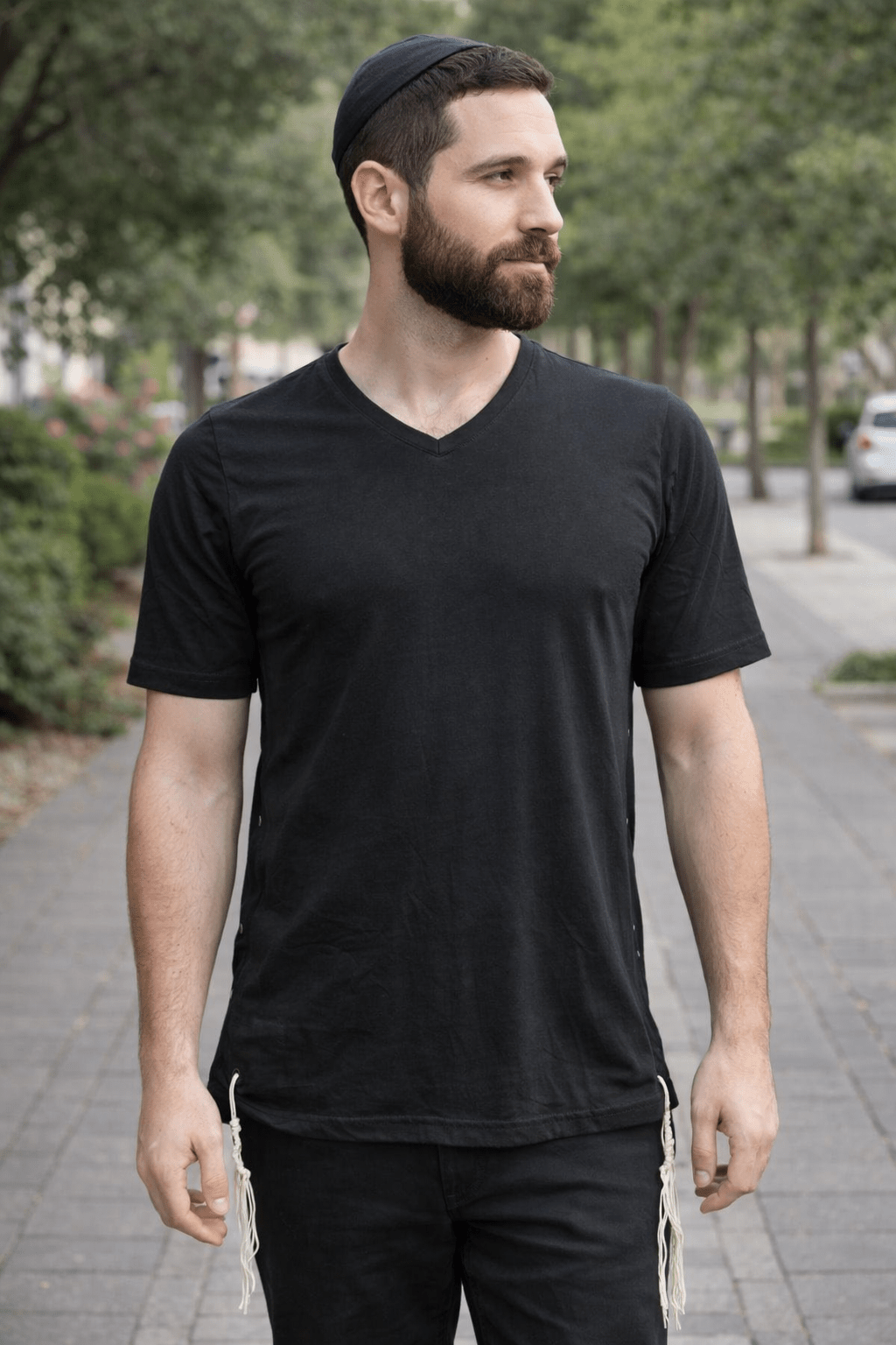 Men Cotton Tzitzit T-Shirt with Sleeves Pack - Mitzvah Art (4)