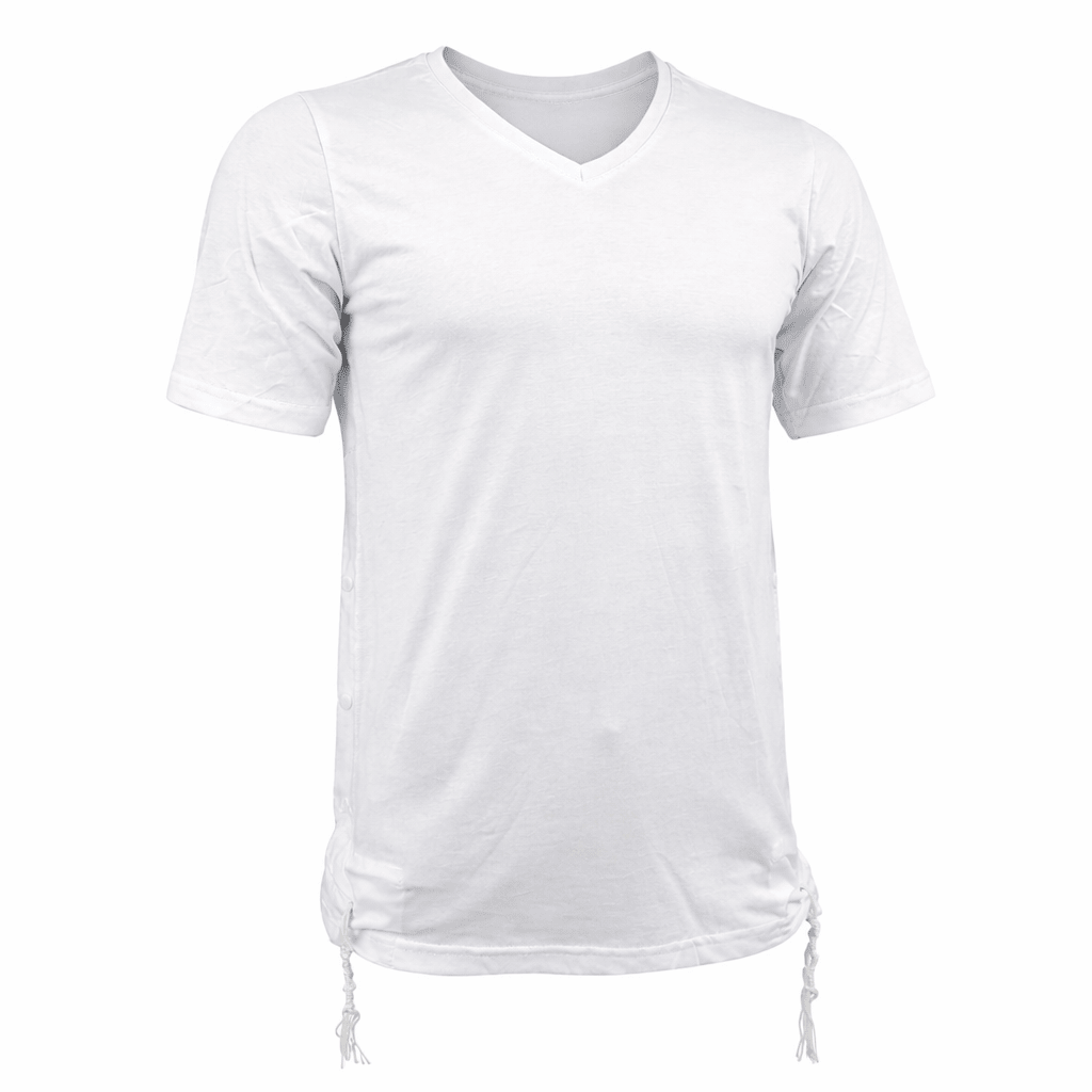 Men Tzitzit Cotton T-Shirt with Sleeves - White
