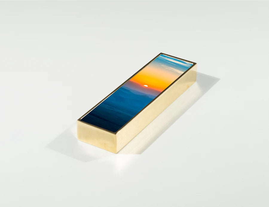 Redemption Mezuzah by Yehoshua Aryeh, solid brass case with Israeli photography | MitzvahArt