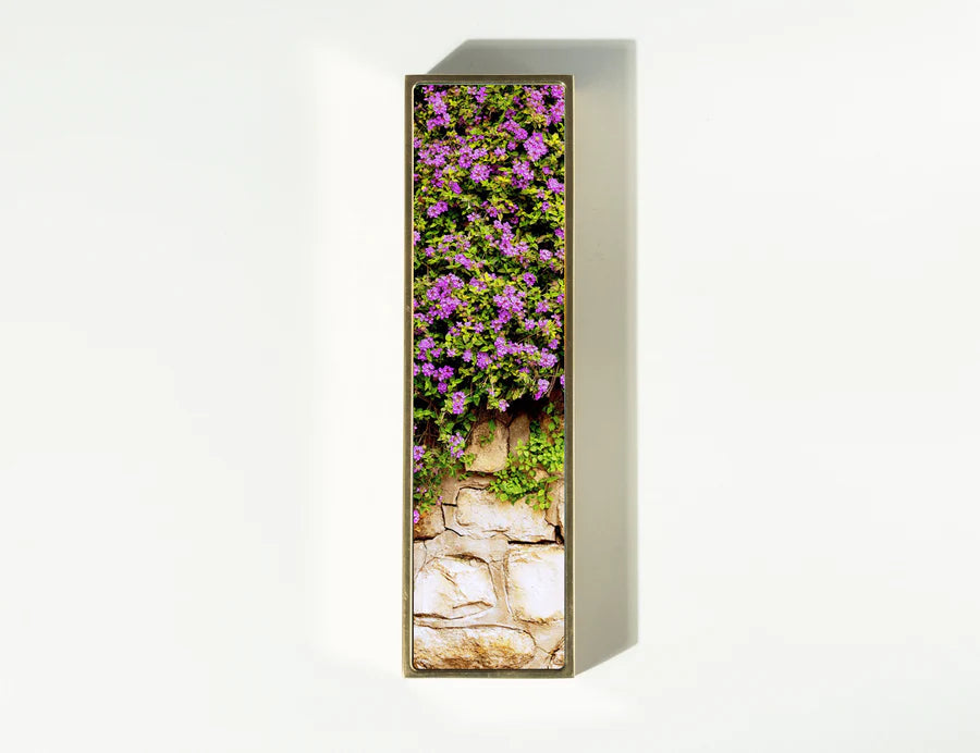 Beauty Mezuzah, detail of the brass finish and edge | MitzvahArt