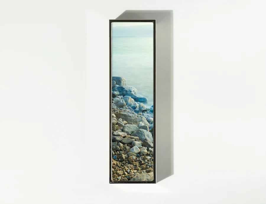 Tranquility Mezuzah, detail of the brass edge | MitzvahArt