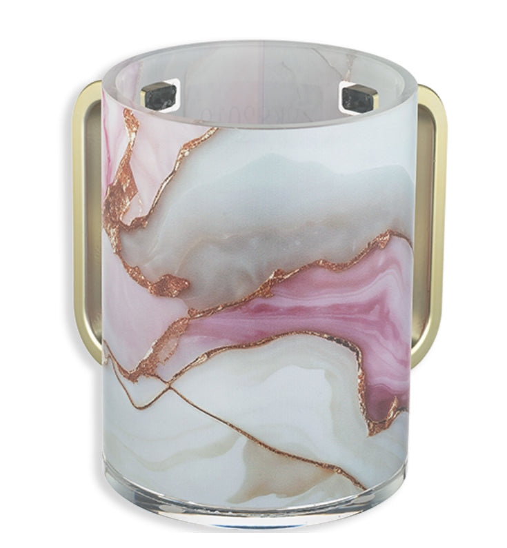 Lucite Washing Cup 13 cm – Blush Marble | Handcrafted Judaica, MitzvahArt
