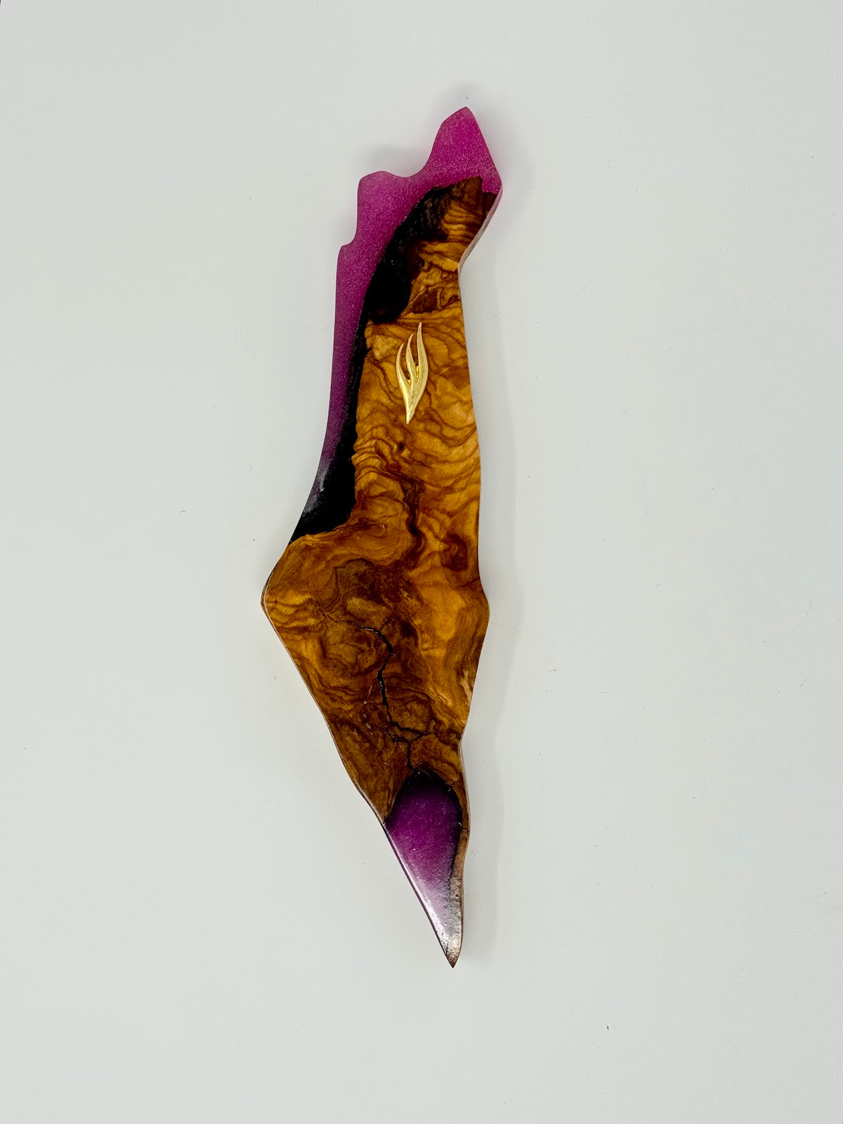 Handmade Israeli Olive Wood Mezuzah Case – Large Burgundy #1 – back view