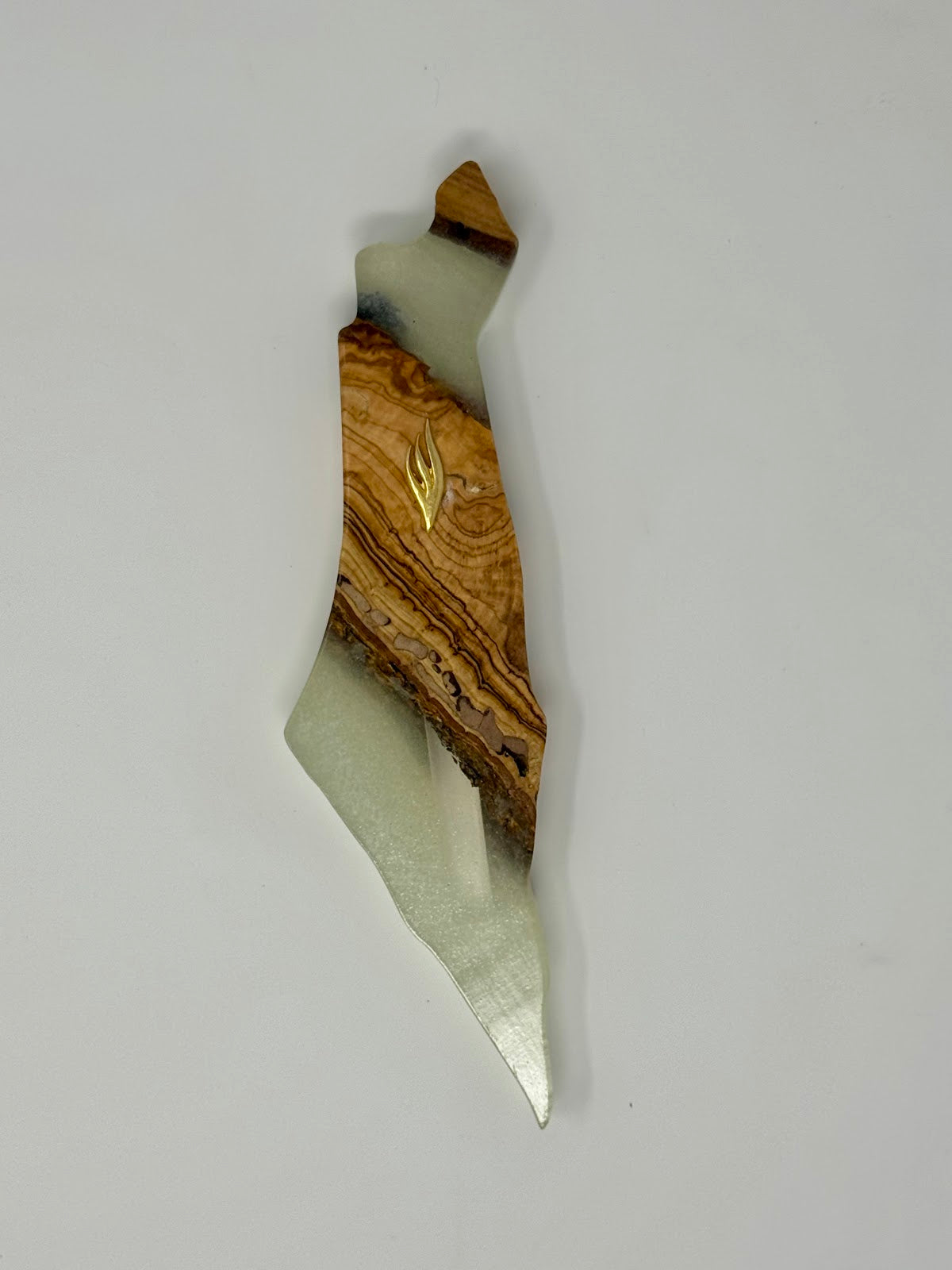 Handmade Israeli Olive Wood Mezuzah Case – Large White #2 – side view