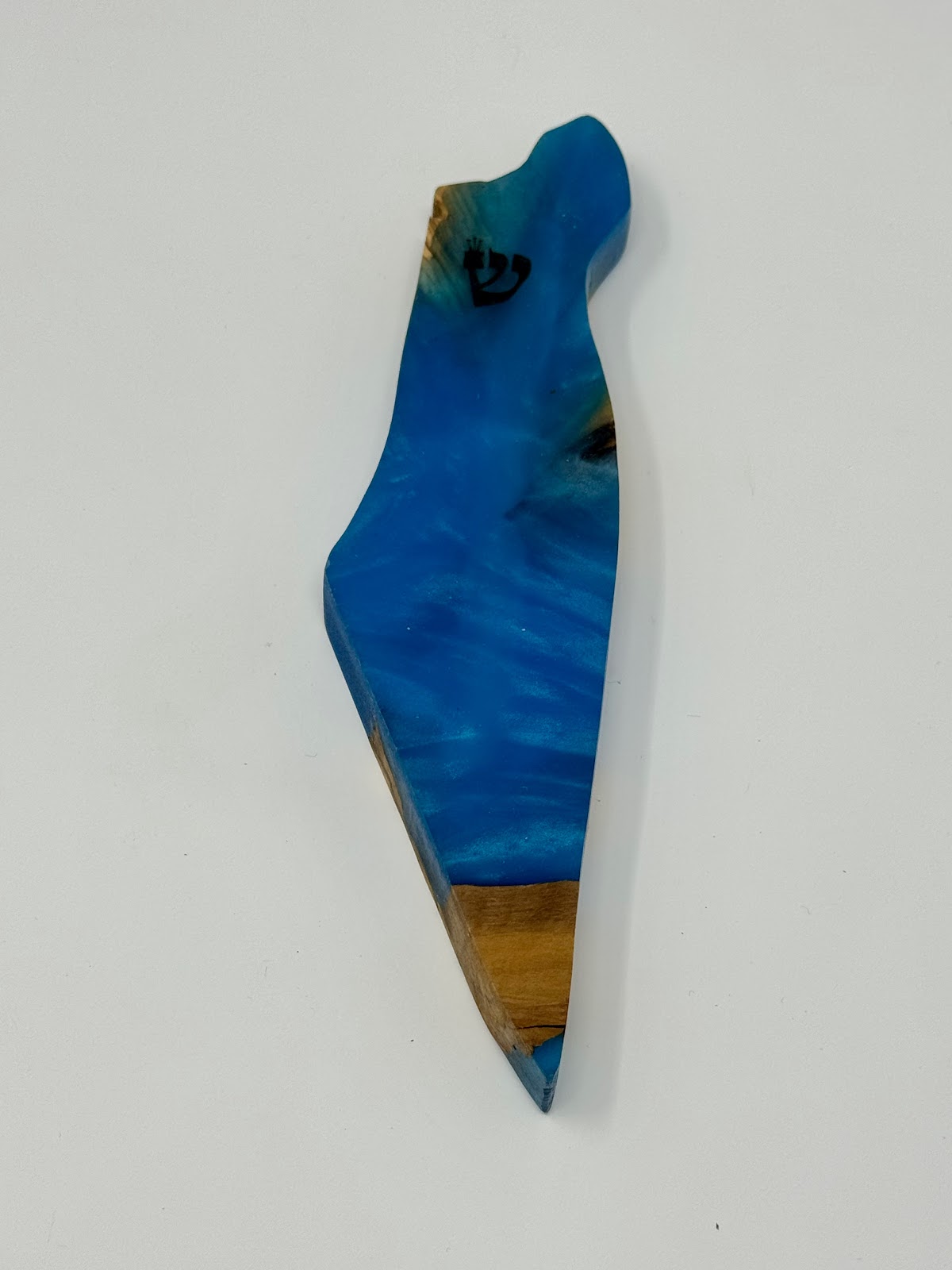Handmade Israeli Olive Wood Mezuzah Case – Large Blue #2 – Land of Israel Design