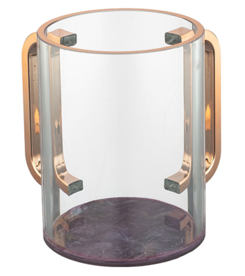 Lucite Washing Cup 13 cm – Amethyst Marble Base | Handcrafted Judaica, MitzvahArt