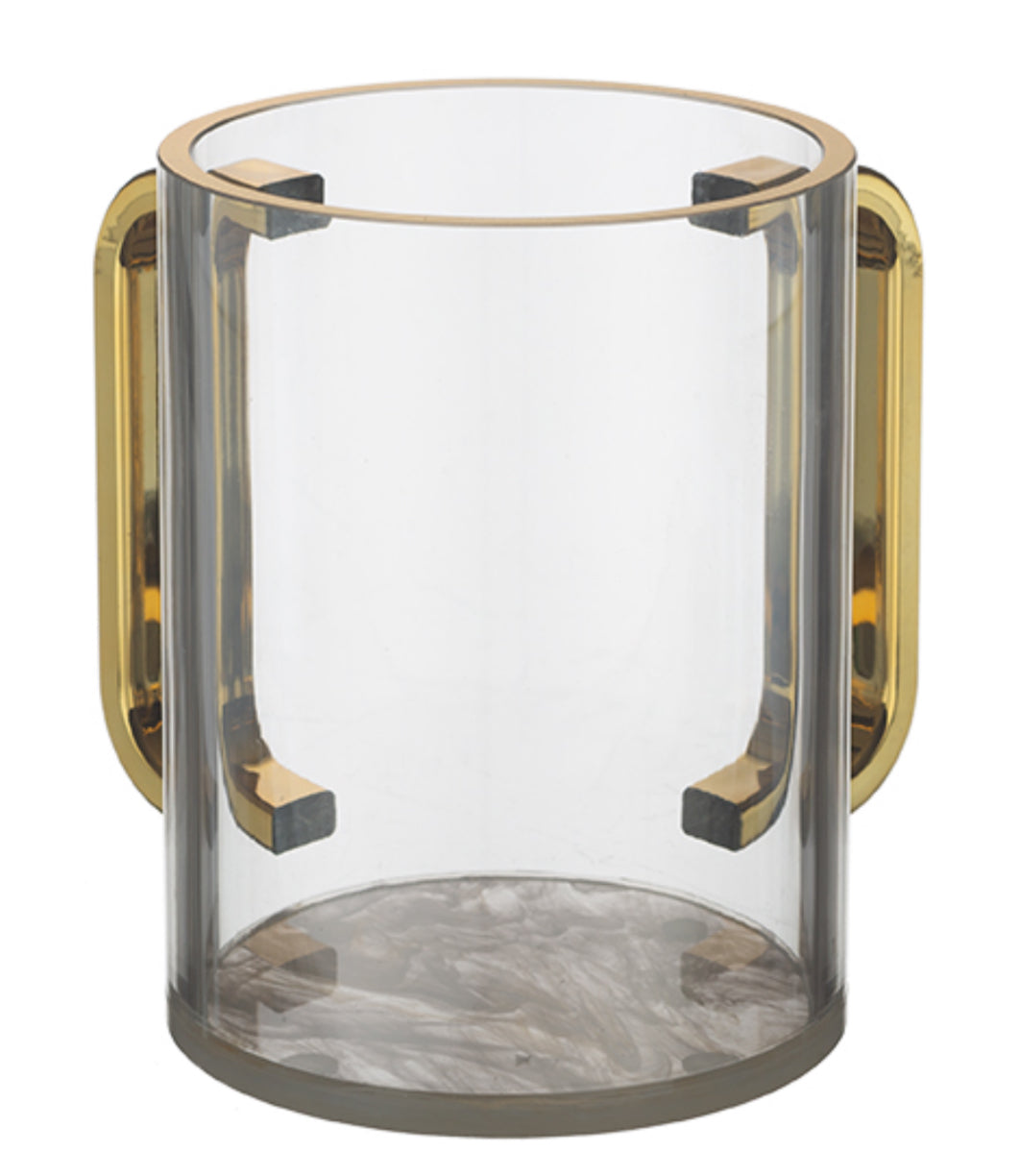 Lucite Washing Cup 11 cm – Taupe Marble Base | Handcrafted Judaica, MitzvahArt