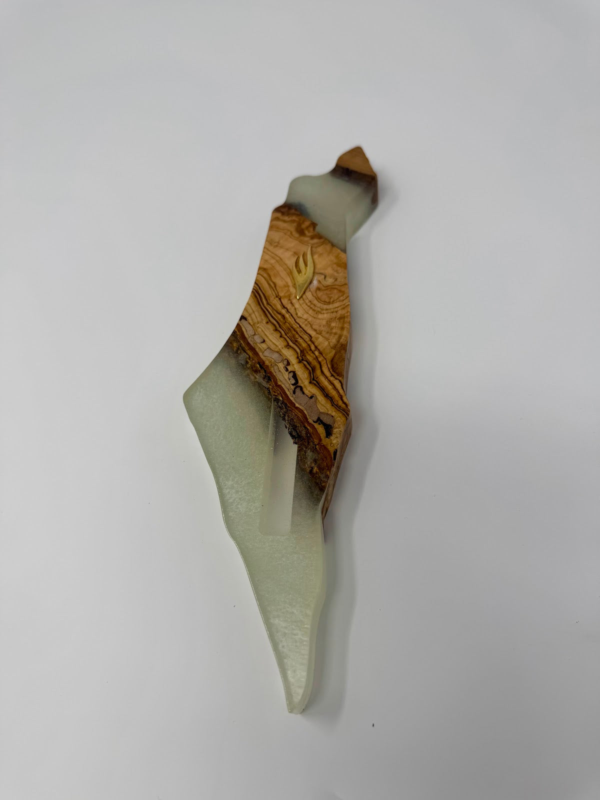 Handmade Israeli Olive Wood Mezuzah Case – Large White #2 – Land of Israel Design