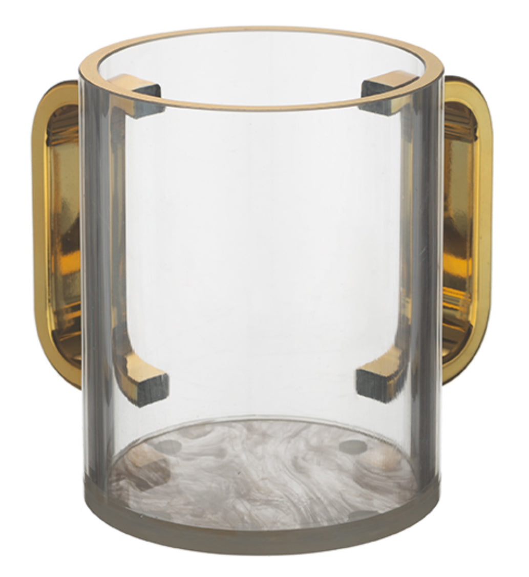 Lucite Washing Cup 13 cm – Pearl Marble Base | Handcrafted Judaica, MitzvahArt