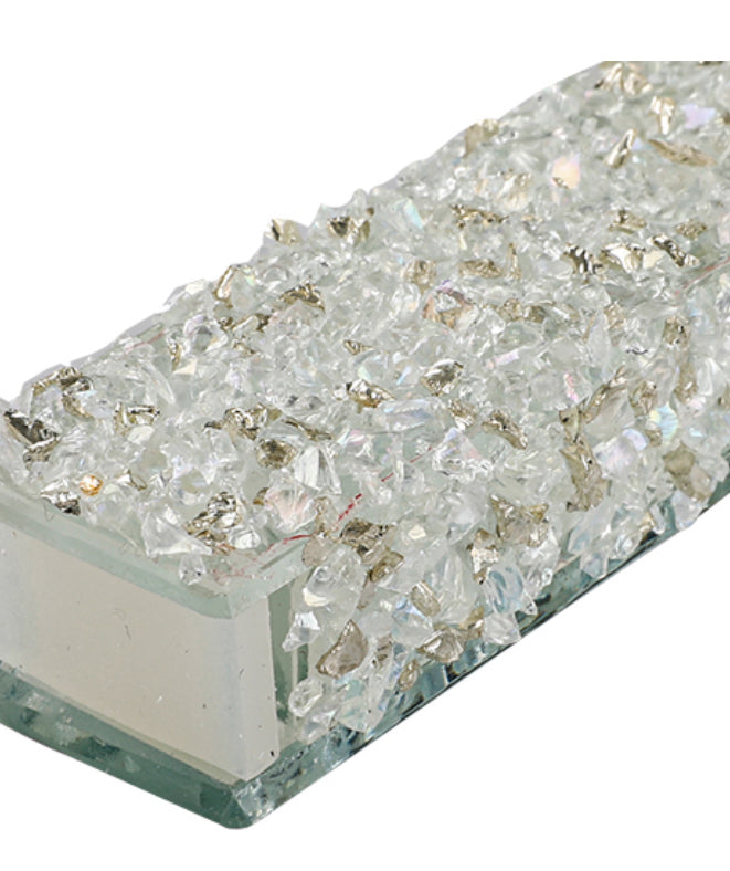 Glass Mezuzah with Stones, Silver — view 3 | MitzvahArt