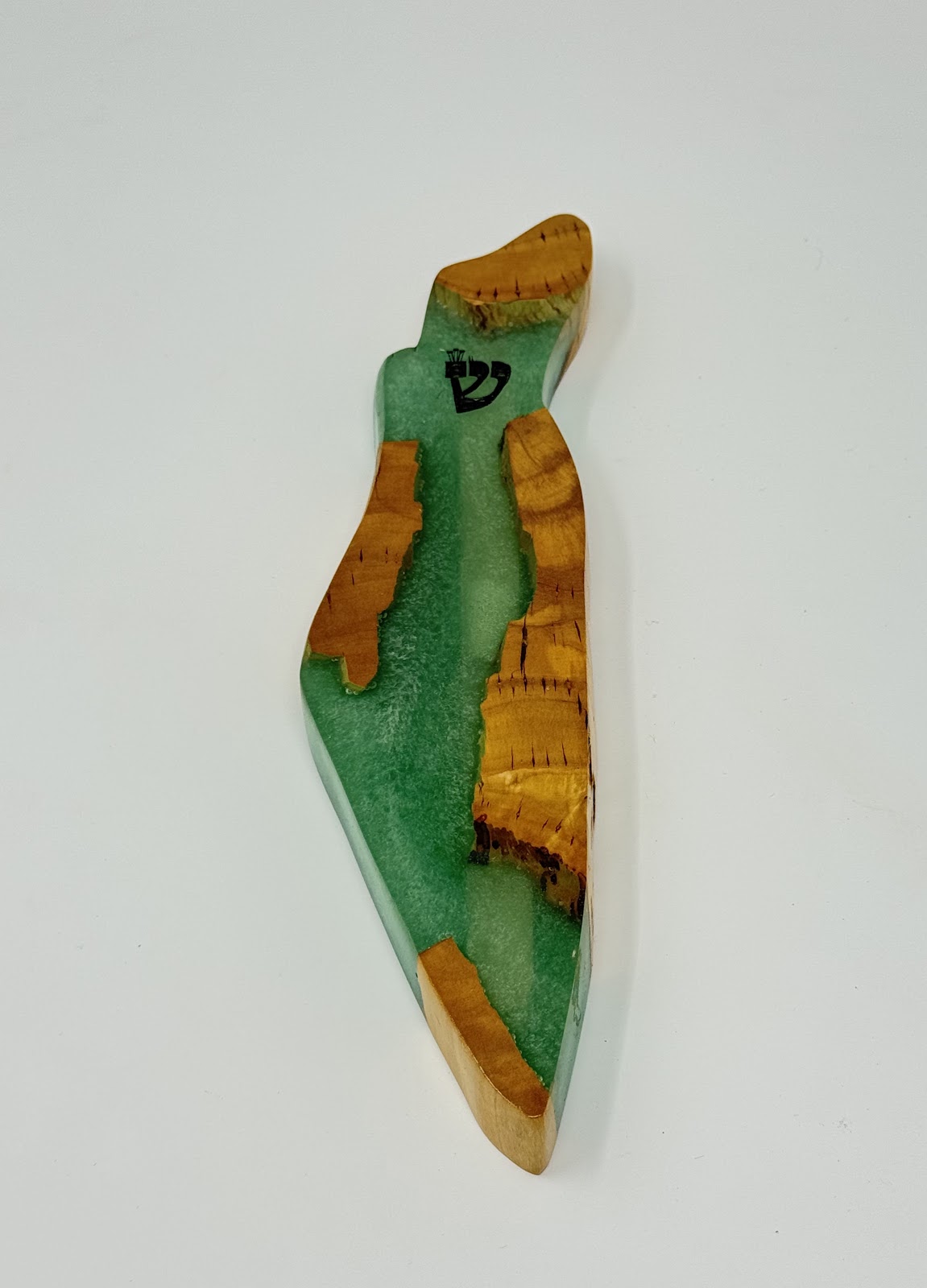 Handmade Israeli Olive Wood Mezuzah Case – Large Green #1 – Land of Israel Design