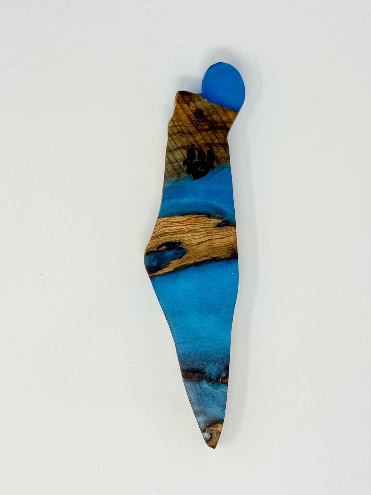 Handmade Israeli Olive Wood Mezuzah Case – Small Blue #1 – Land of Israel Design