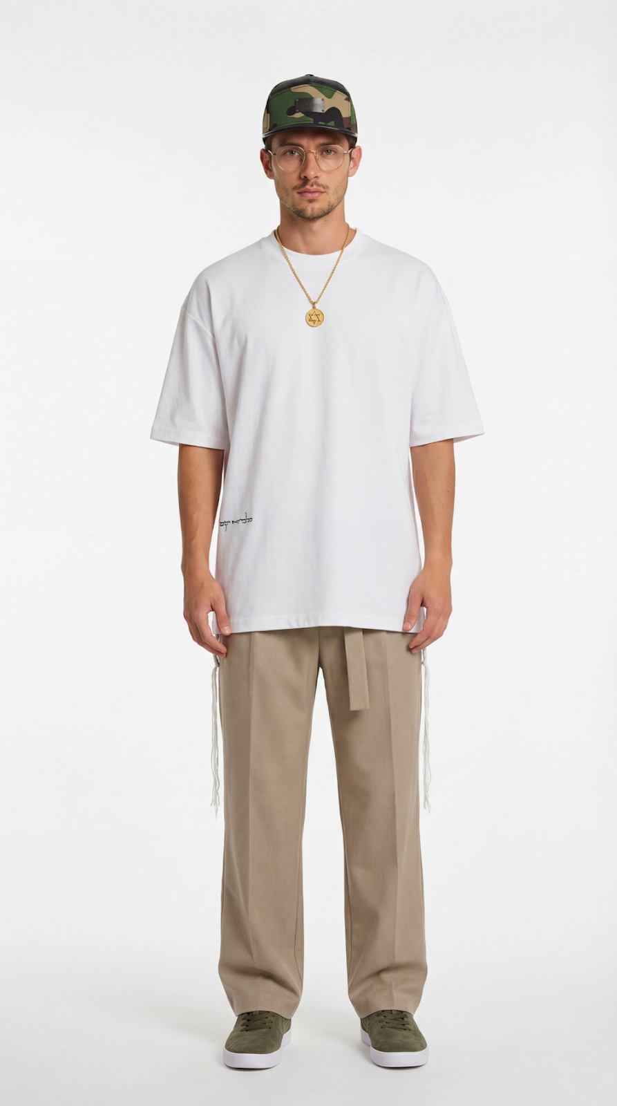 Lion's Rise tzitzit shirt in black - side | 613 by MitzvahArt
