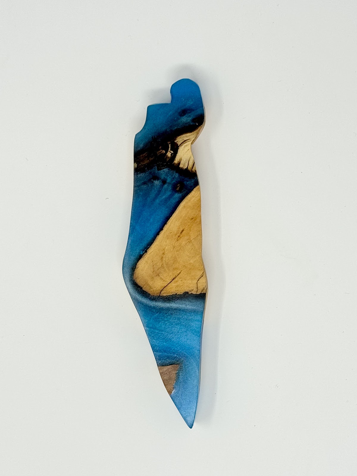 Handmade Israeli Olive Wood Mezuzah Case – Small Blue #10 – Land of Israel Design