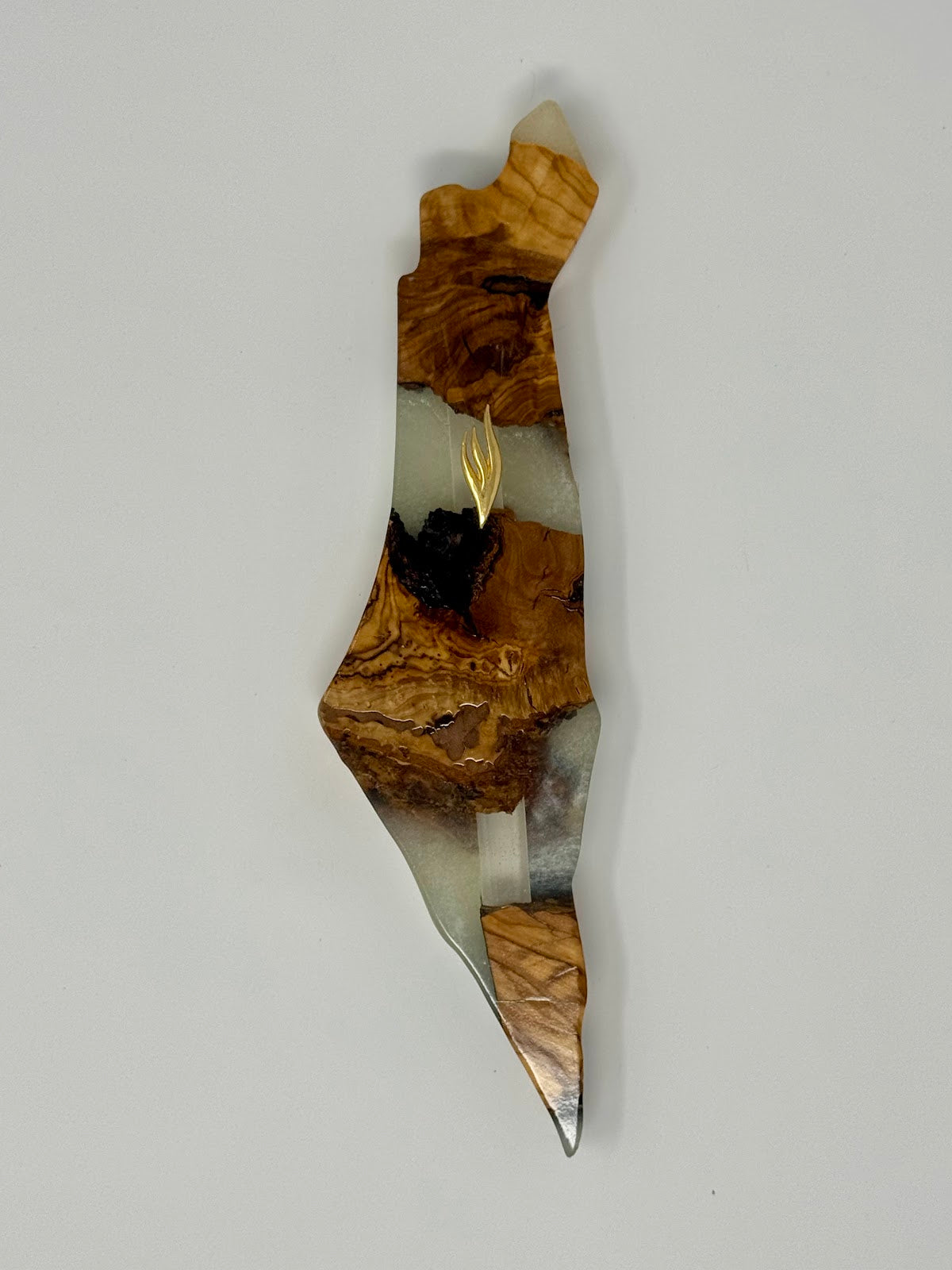 Handmade Israeli Olive Wood Mezuzah Case – Large White #1 – side view