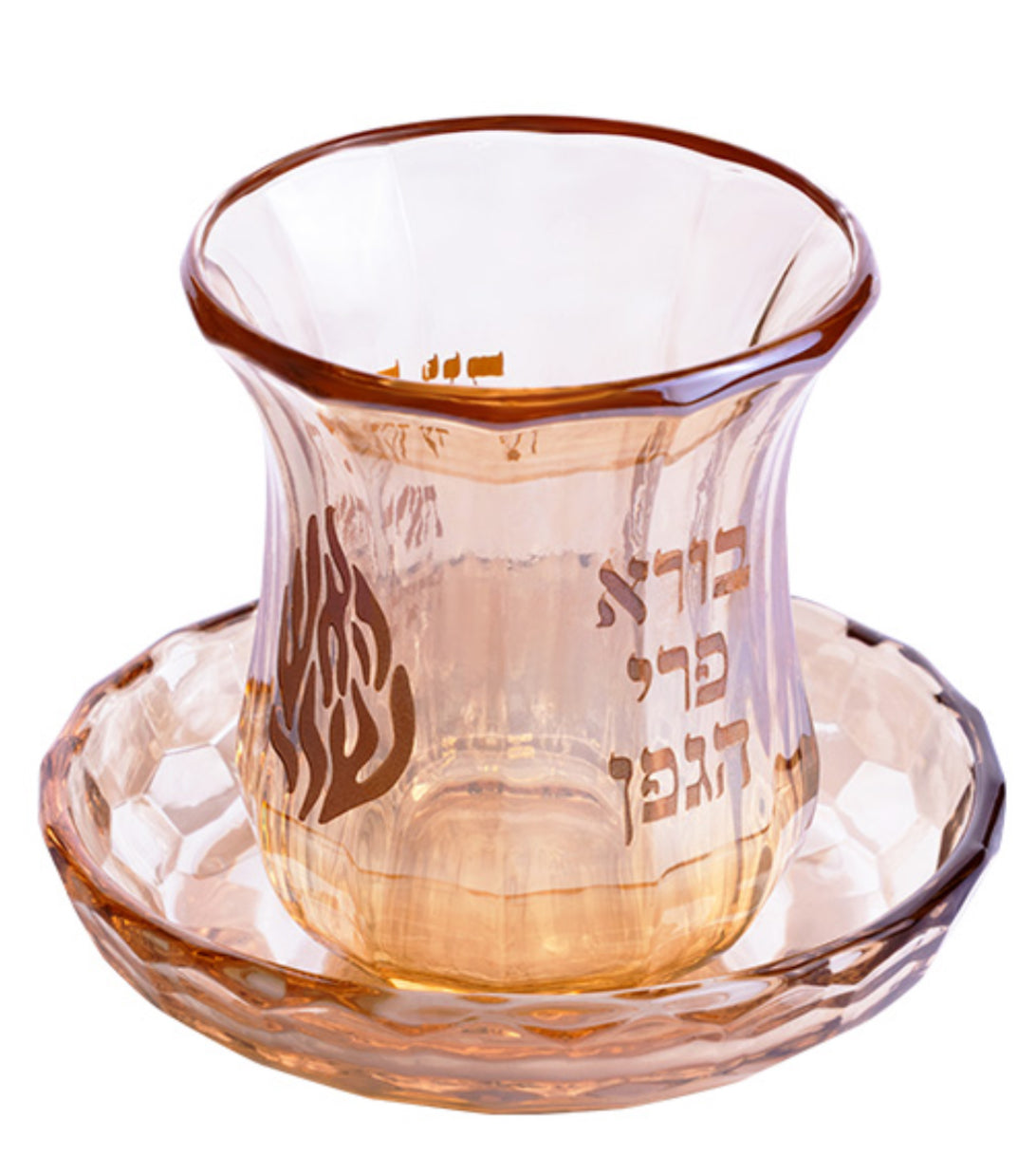 Crystal Kiddush Cup 9 cm – Rose, Without Stem | Handcrafted Judaica, MitzvahArt