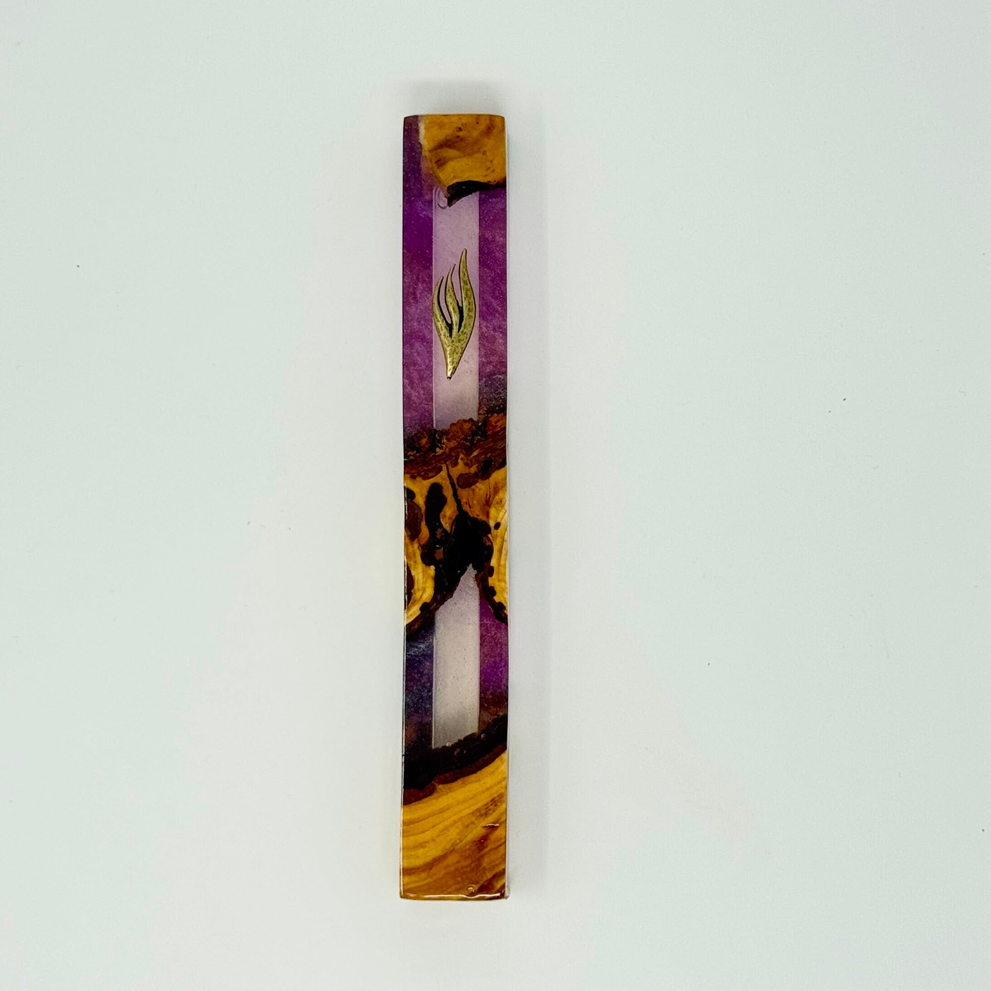 Premium olive wood and resin mezuzah case No. 5, 15 cm | MitzvahArt