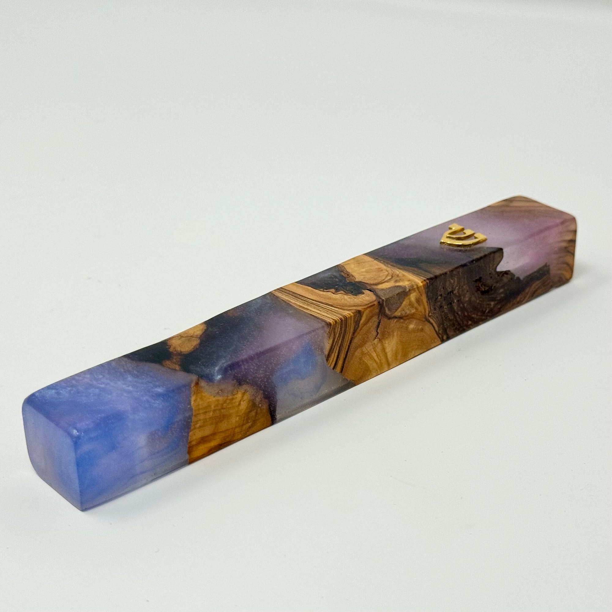 Premium mezuzah case No. 2, olive wood grain, 12 cm | MitzvahArt