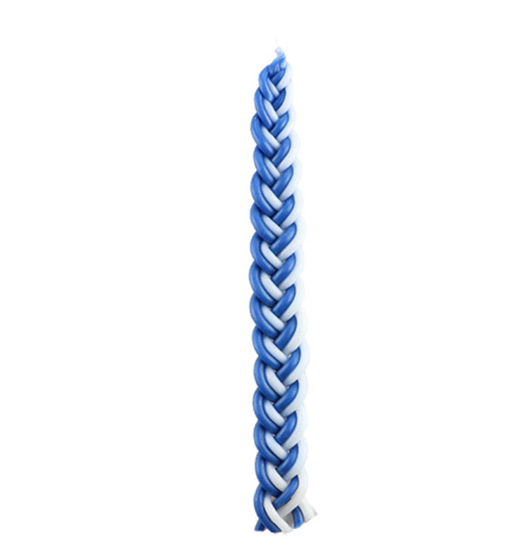 Elegant Wax Havdalah Candle 30 cm, Blue and White | Handcrafted Judaica, MitzvahArt