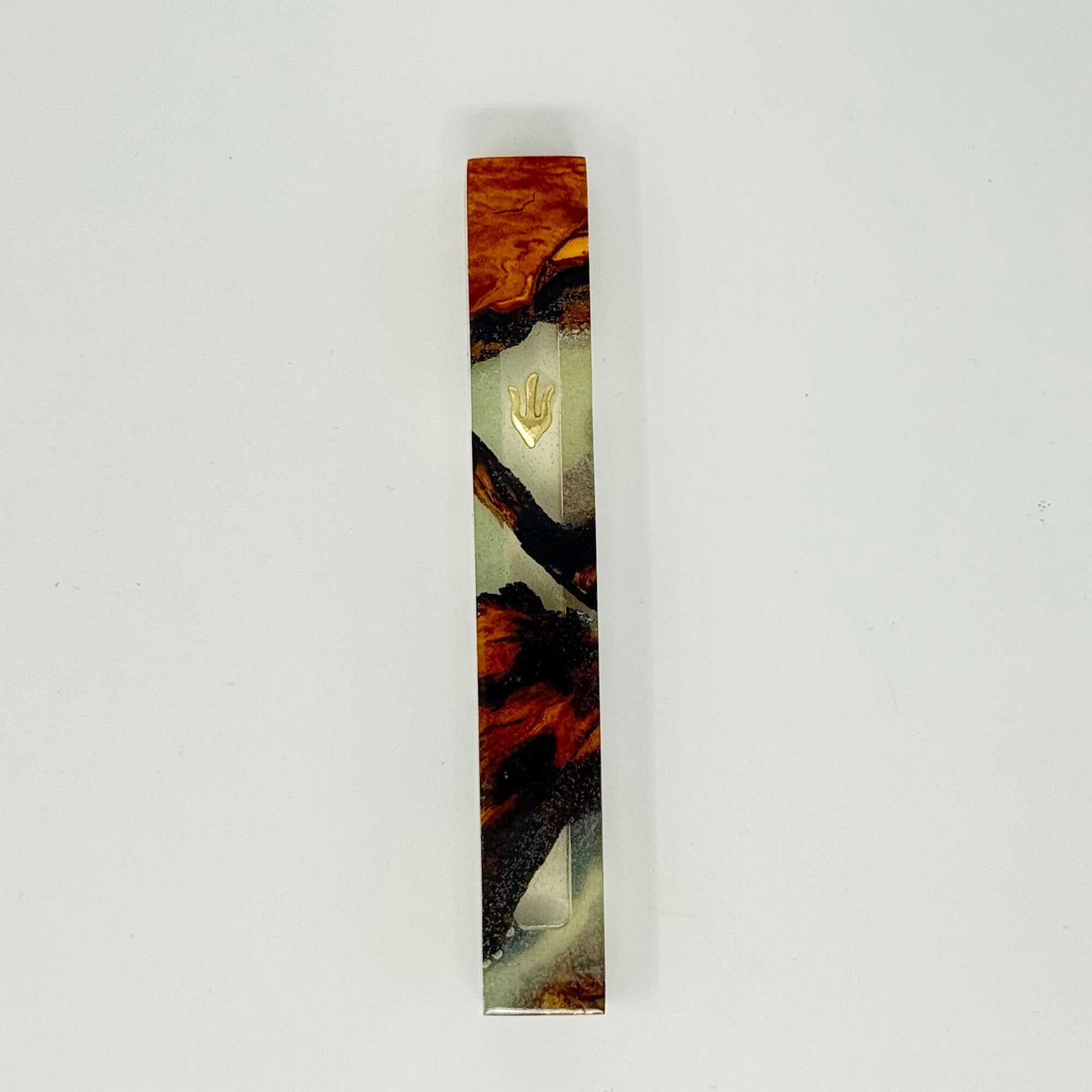 Premium olive wood and resin mezuzah case No. 1, 12 cm | MitzvahArt