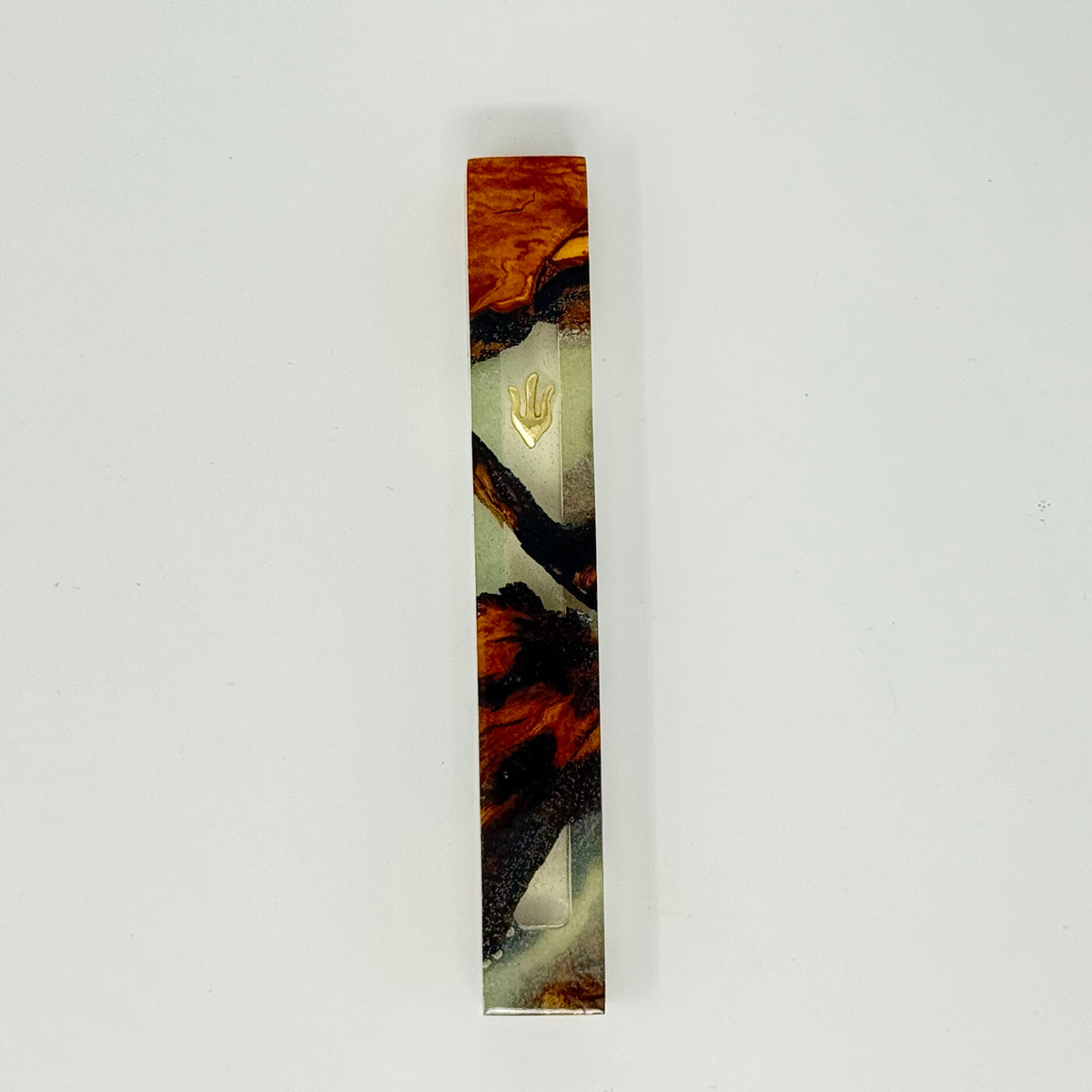 Premium olive wood and resin mezuzah case No. 1, 12 cm | MitzvahArt