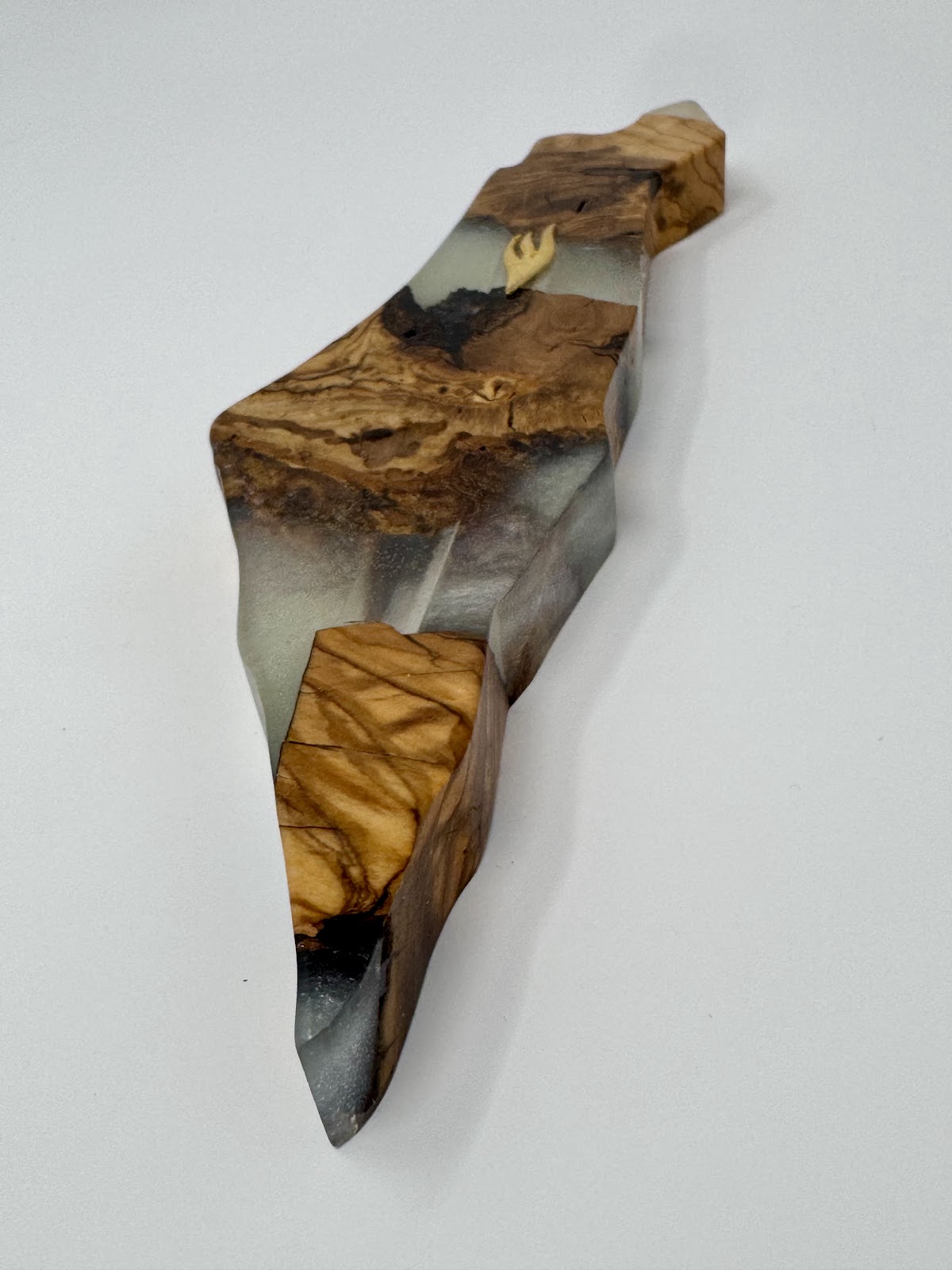 Handmade Israeli Olive Wood Mezuzah Case – Large White #1 – Land of Israel Design