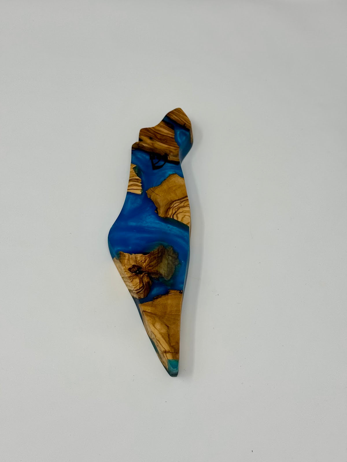 Handmade Israeli Olive Wood Mezuzah Case – Large Blue #4 – Land of Israel Design