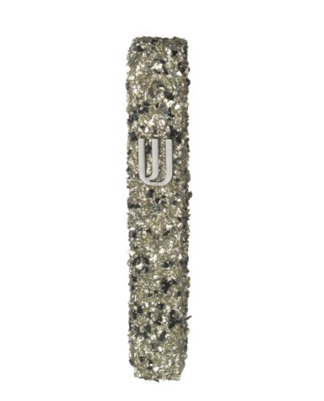 Glass Mezuzah with Stones, Silver | Handcrafted Judaica, MitzvahArt