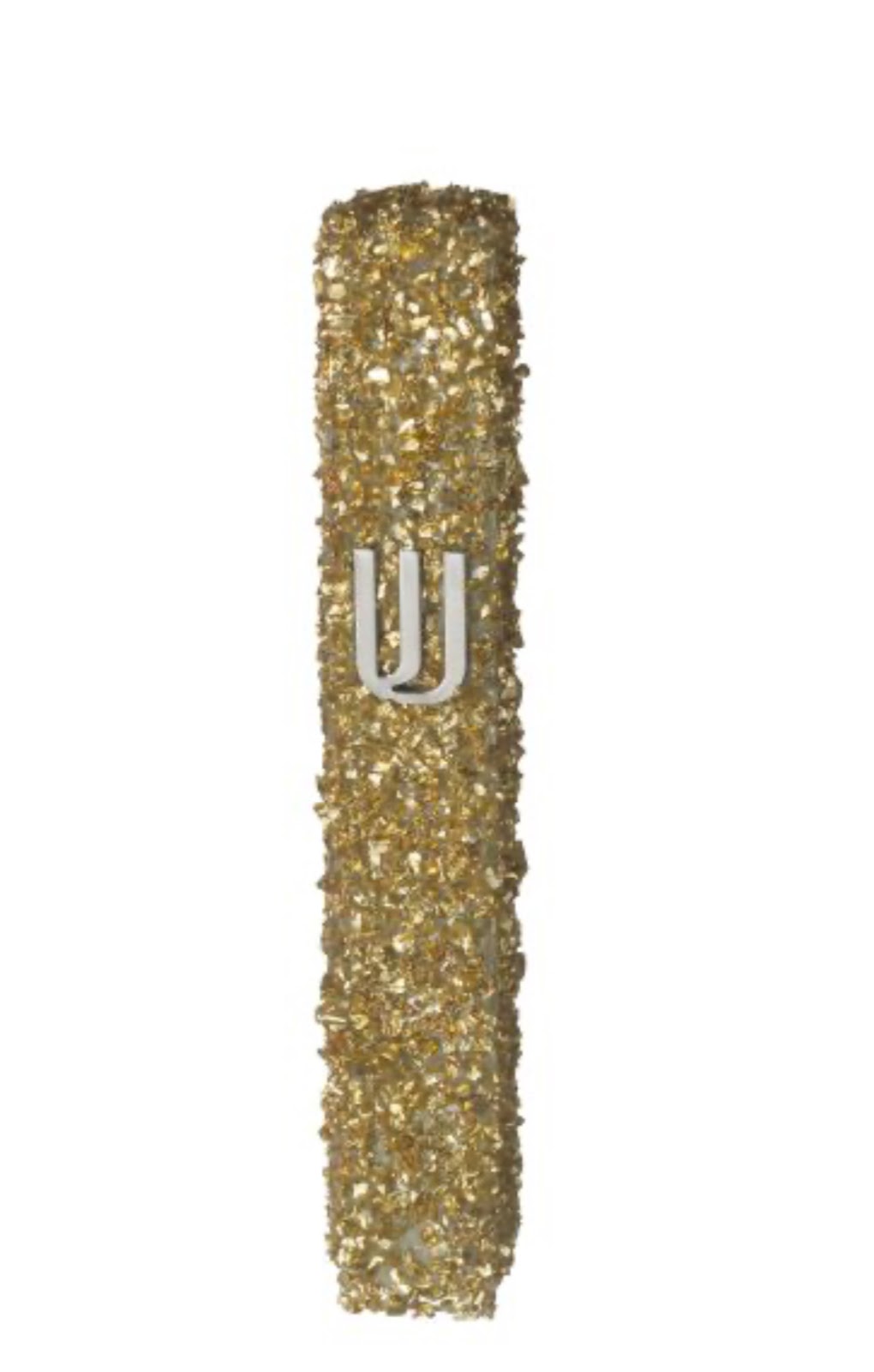 Glass Mezuzah with Stones, Gold | Handcrafted Judaica, MitzvahArt