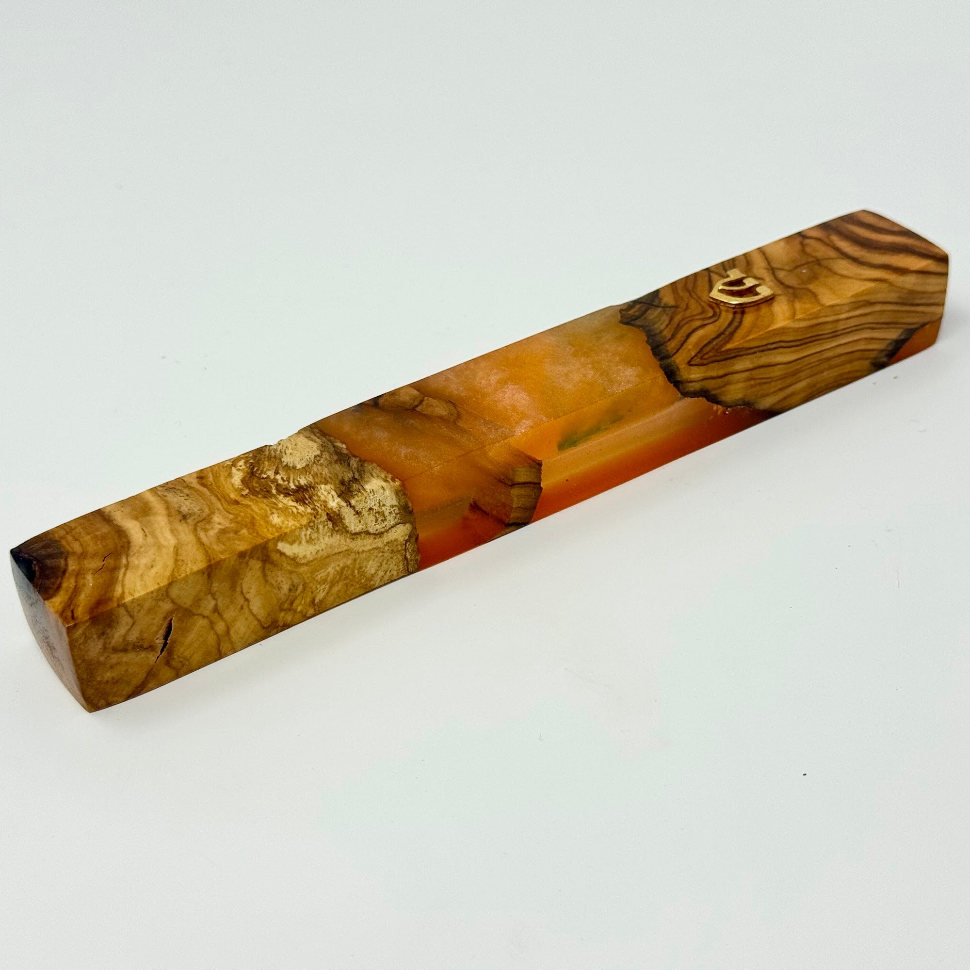 Premium mezuzah case No. 4, olive wood grain, 15 cm | MitzvahArt