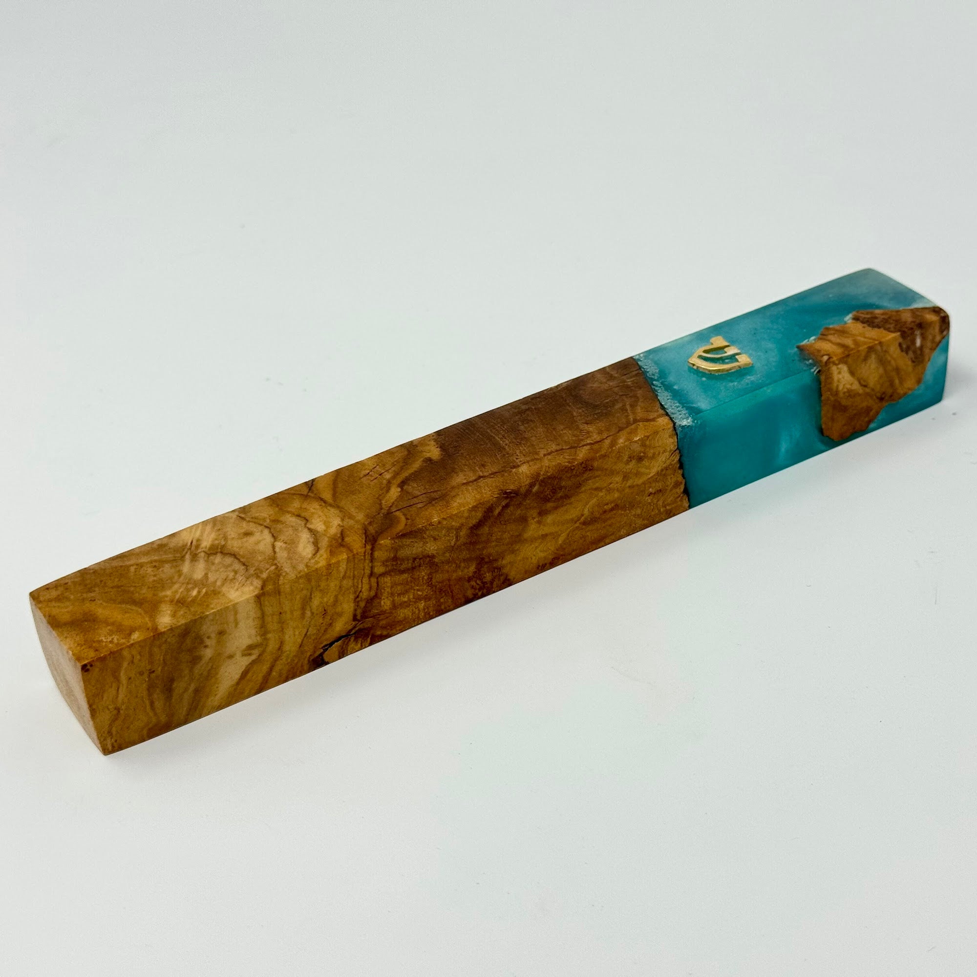 Premium mezuzah case No. 3, olive wood grain, 15 cm | MitzvahArt