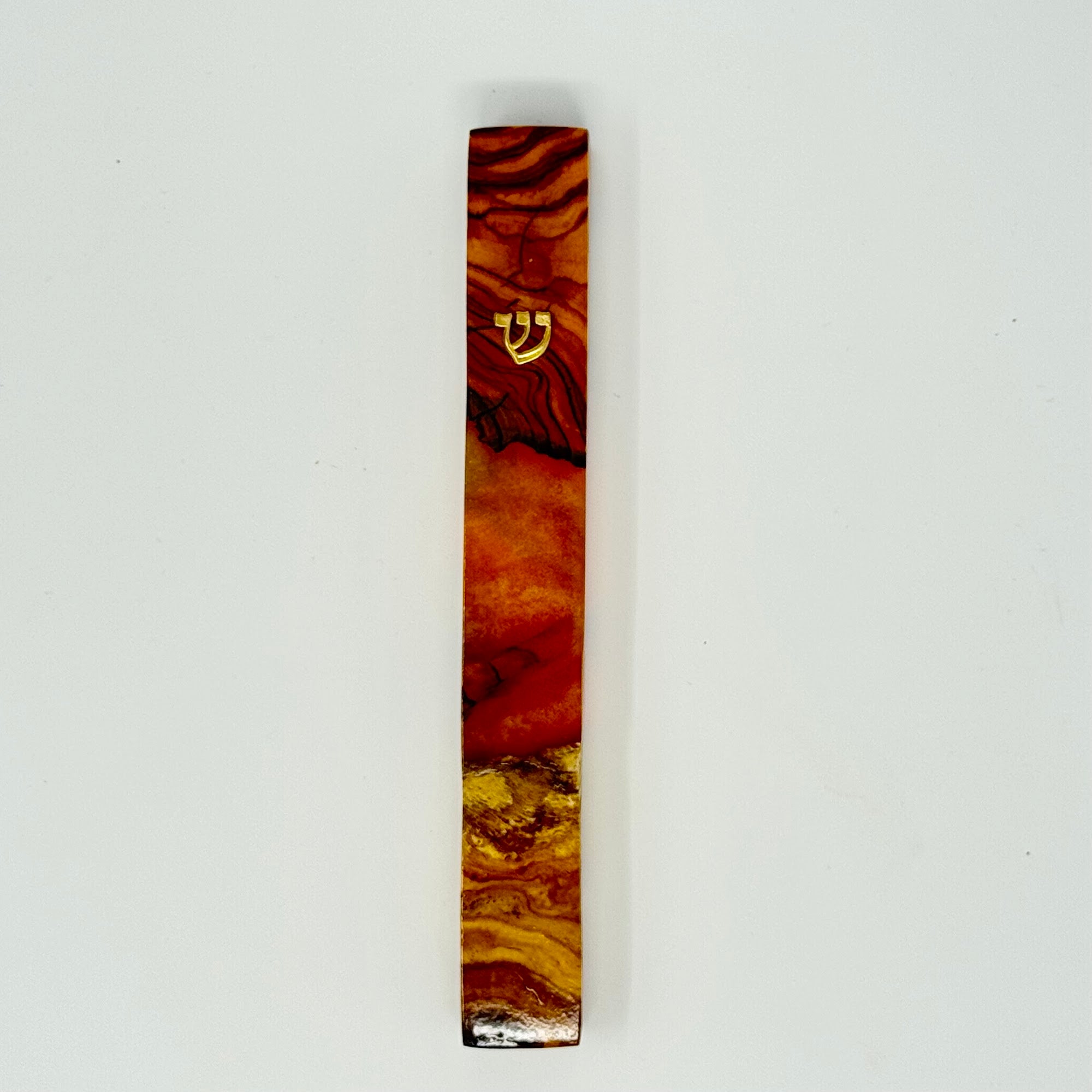 Premium olive wood and resin mezuzah case No. 4, 15 cm | MitzvahArt