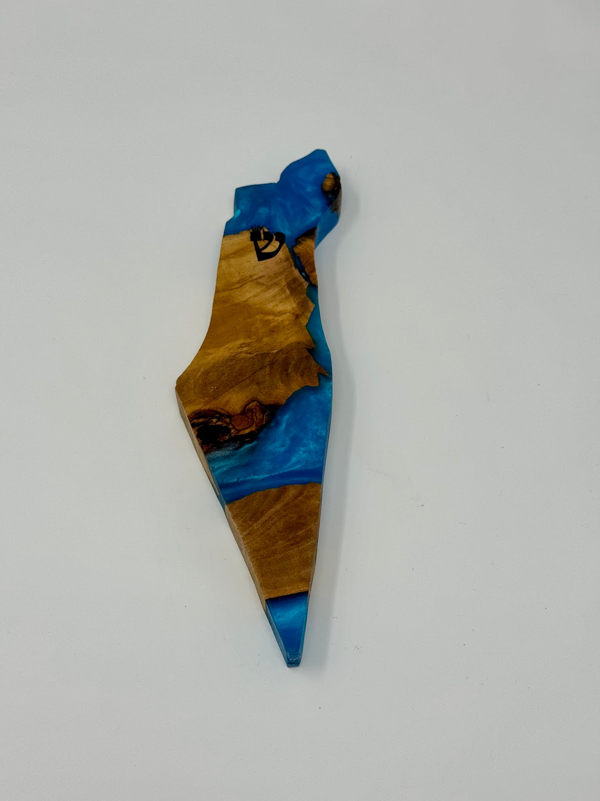 Handmade Israeli Olive Wood Mezuzah Case – Large Blue #5 – Land of Israel Design