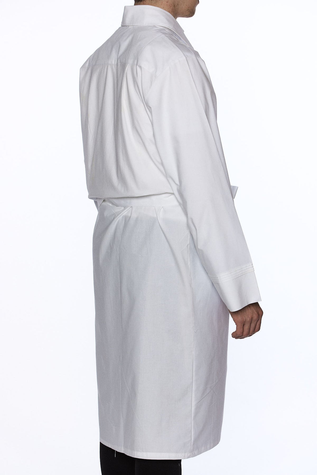Plain white kittel, collar and placket detail | MitzvahArt