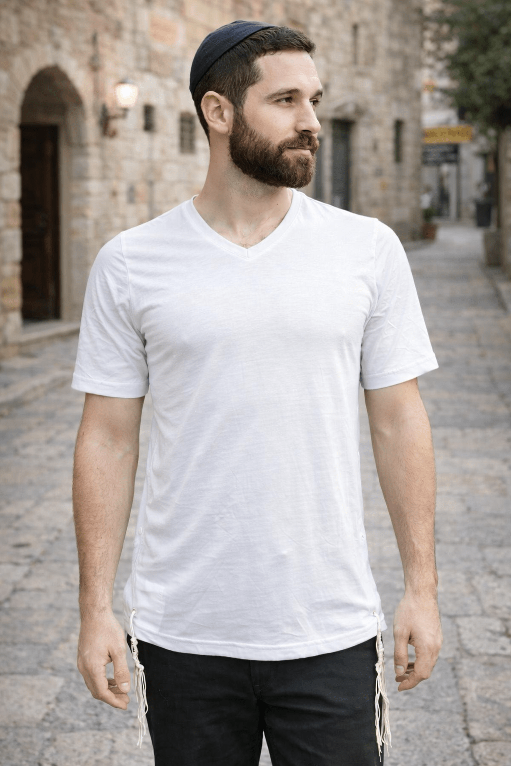 Men Cotton Tzitzit T-Shirt with Sleeves Pack - Mitzvah Art (5)