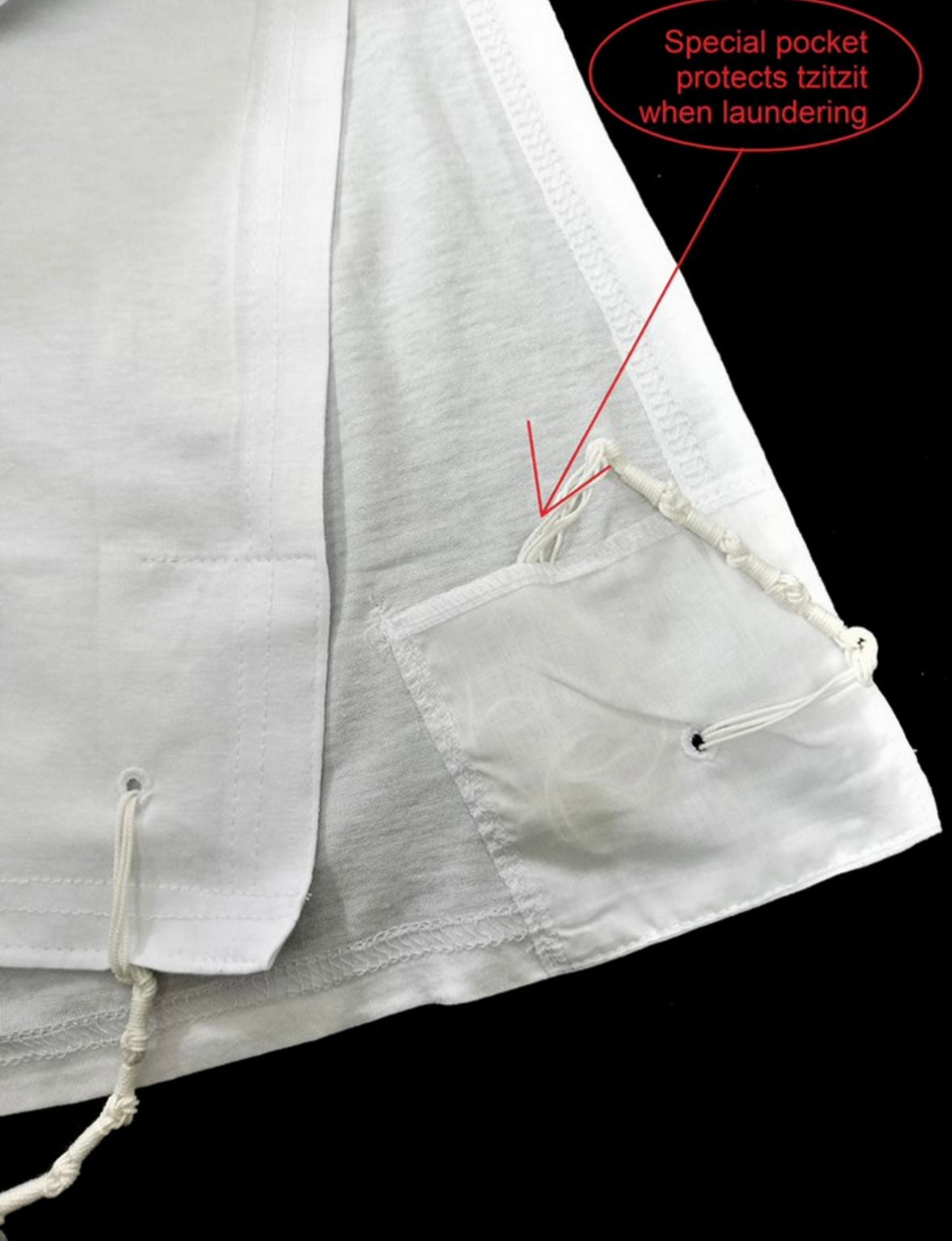 Kids tzitzit undershirt, reinforced collar and wide neckline | MitzvahArt