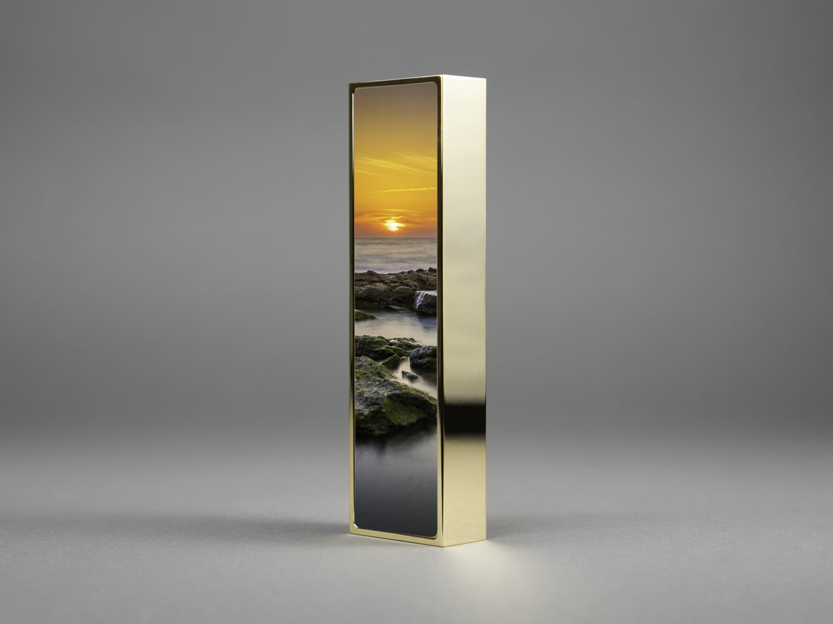 Immersed Mezuzah, silver nickel-plated brass, 7 inches tall | MitzvahArt