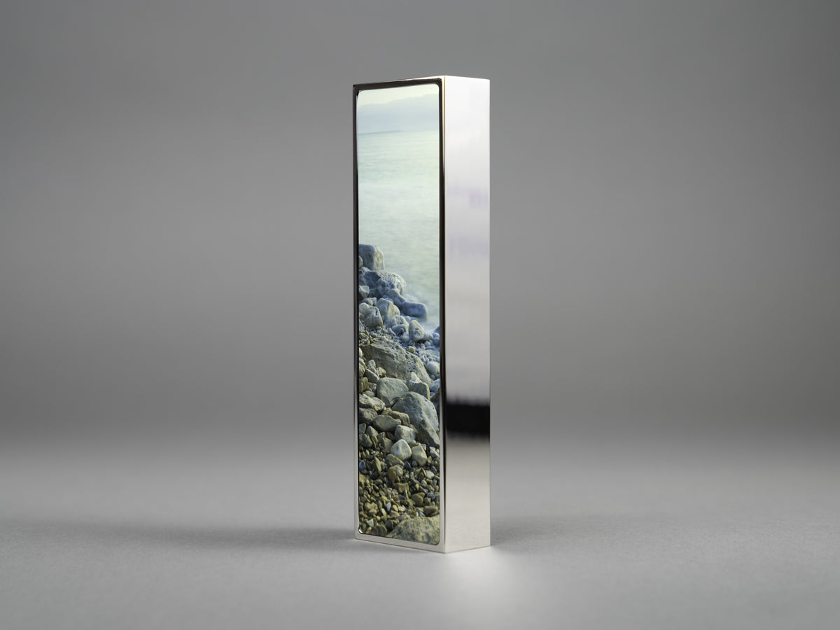 Tranquility Mezuzah, side profile of the solid brass case | MitzvahArt