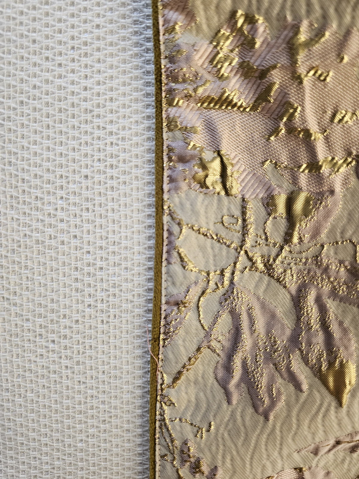 Dusted Florals challah cover, close view of the velvet-lined back | MitzvahArt