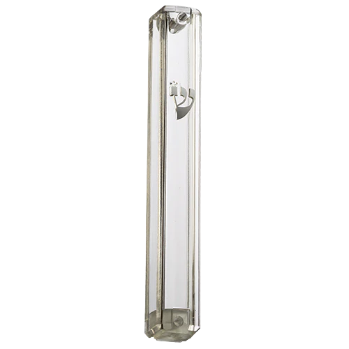Plastic Mezuzah Case With Rubber Cork 12 Cm- With Silver Shin